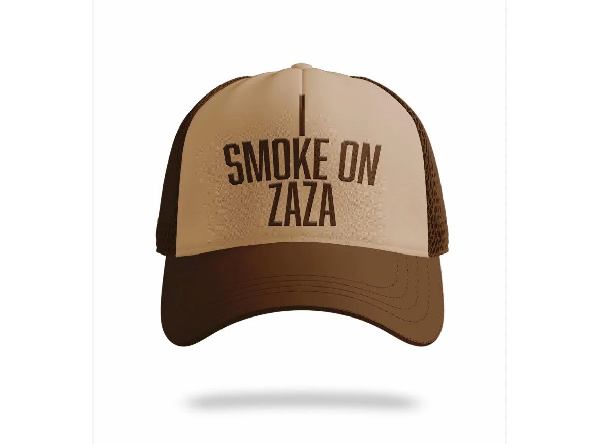 BROWN & TAN ZAZA TRUCKER HAT