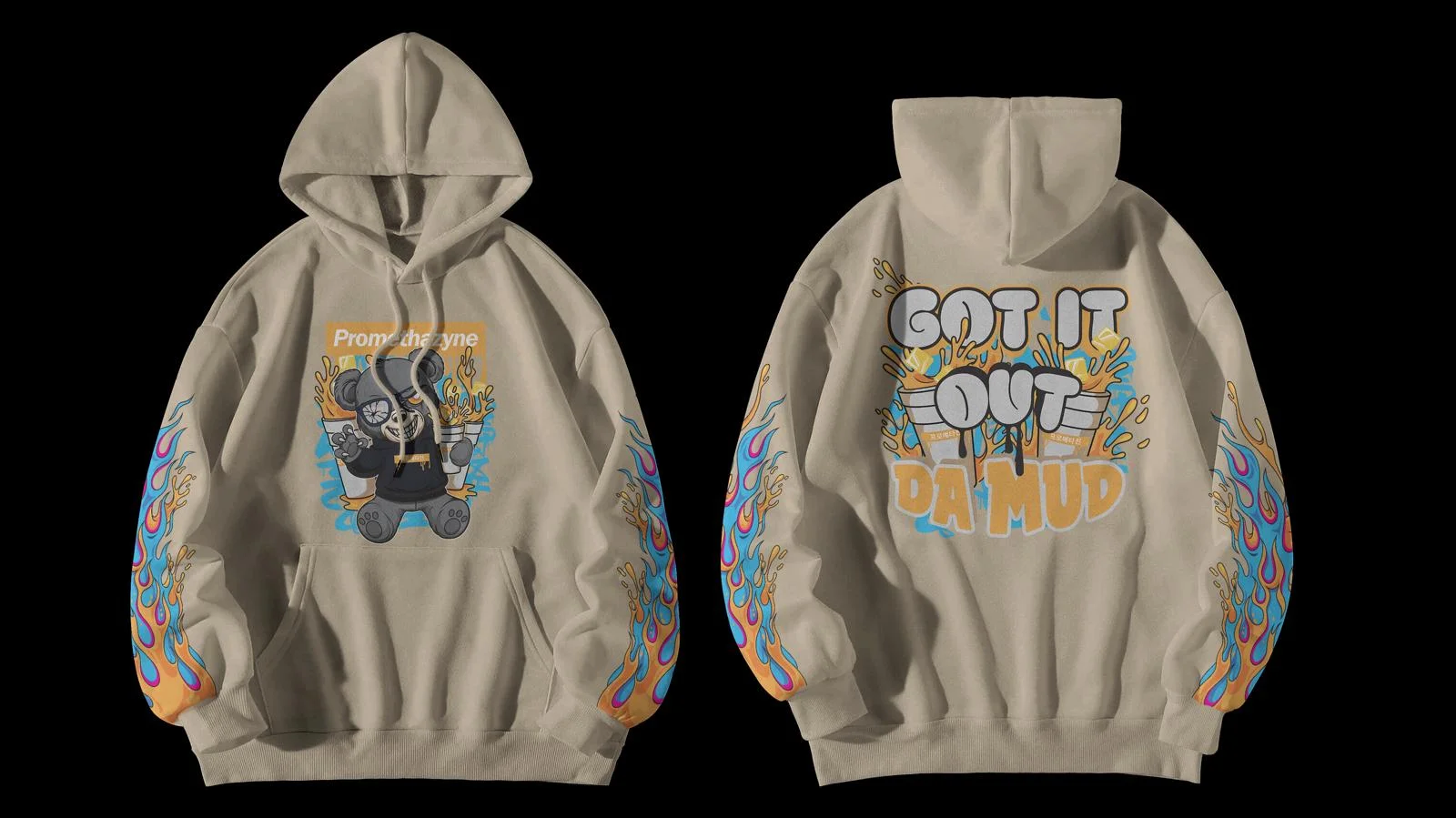 KOREAN BIEGE & ORANGE CUP HOODIES