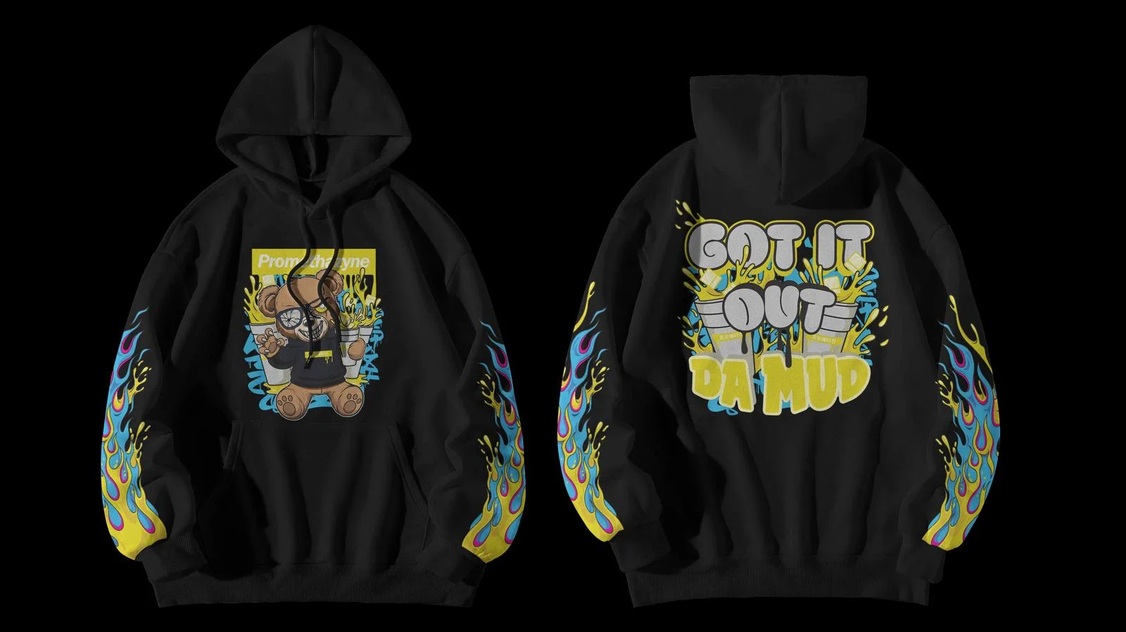 KOREAN BLACK & YELLOW CUP HOODIES