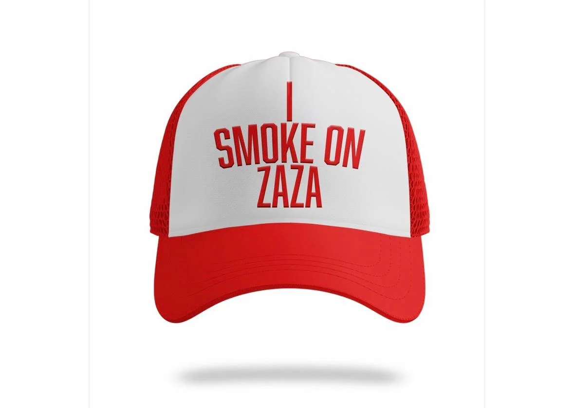 WHITE & RED ZAZA TRUCKER HAT