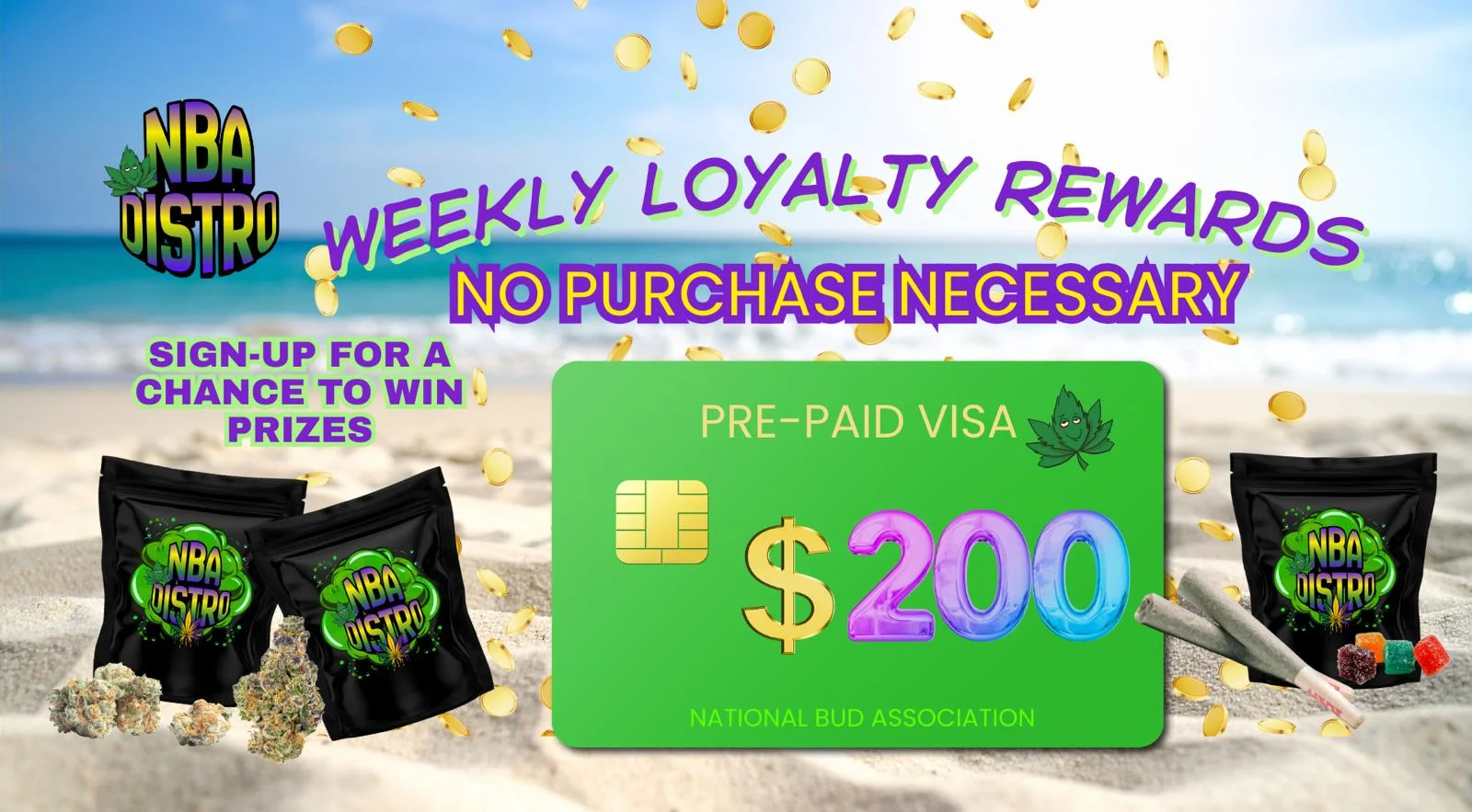 SIGN UP FOR YOUR CHANCE TO WIN, NO PURCHASE NECESSARY.